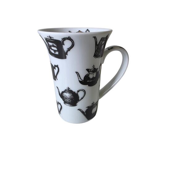 PAUL CARDEW Antique Pewter Teapots Black White Flared Rim Coffee Mug - Picture 1 of 8